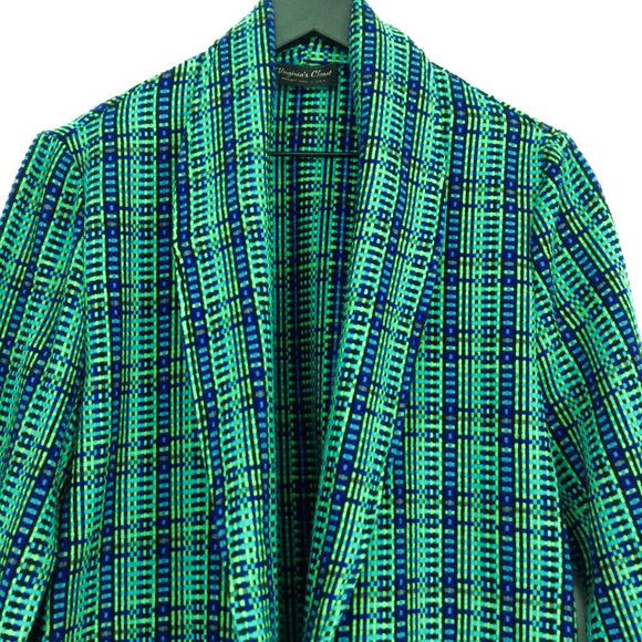 Vintage VIRGINIA'S CLOSET Green Plaid Blazer - Picture 3 of 8